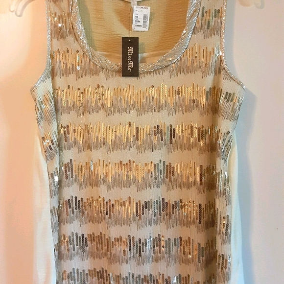 *NWT* Miss Me gold sequence sleeveless top L - Picture 1 of 3